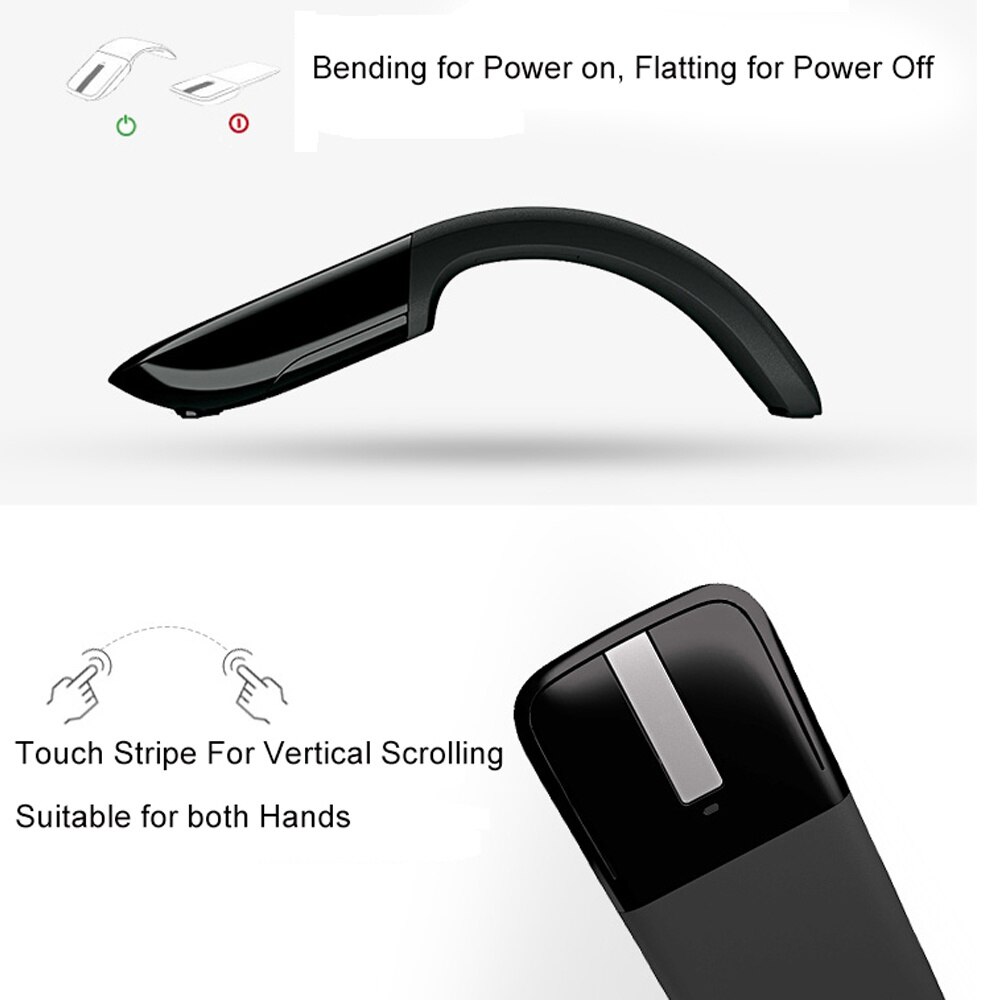 Wireless Mouse Folding Computer Mouse Arc Touch Bluetooth Mice 1200DPI Ergonomic Gaming Mause For Gamer Laptop Mac