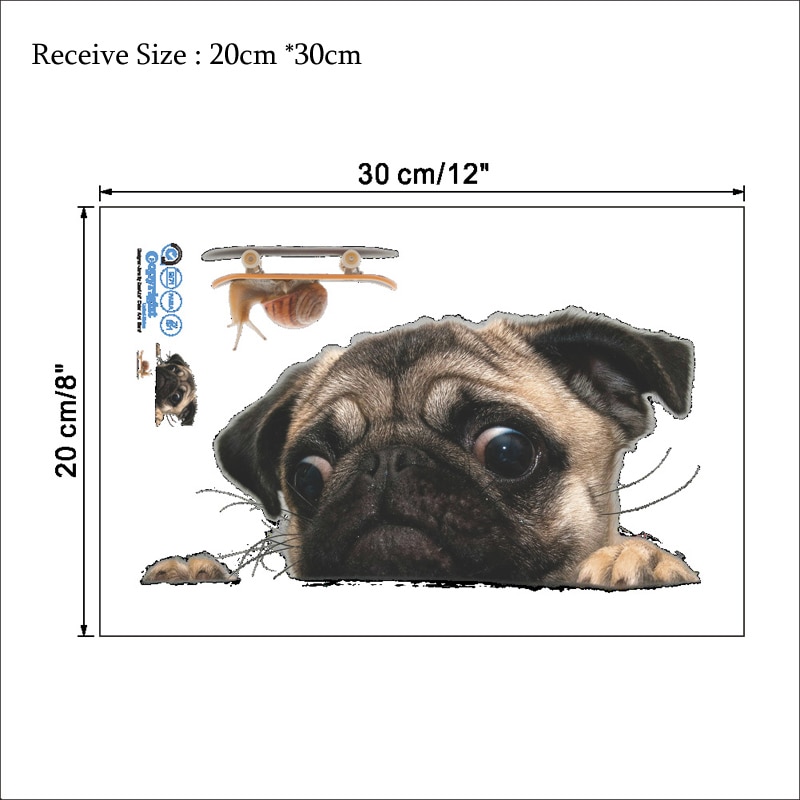 Sjove 3d hunde kigger snegl wallsticker badeværelse stue dekorationer kunst decals søde dyr toilet stickers til boligindretning