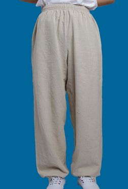 unisex Cotton&linen Practise Tai chi taiji pants taichi wushu bloomers kung fu martial arts trousers black/green: Hemp ecru / XXL