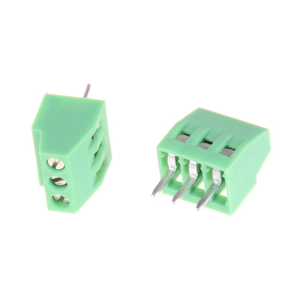 10Pcs Huxuan 5Mm 3Pins 3P Pcb Screw Terminal Block Connectors 150V 6A DG128 KF128 KF128-3P koper Pcb Terminal Blokken Groen