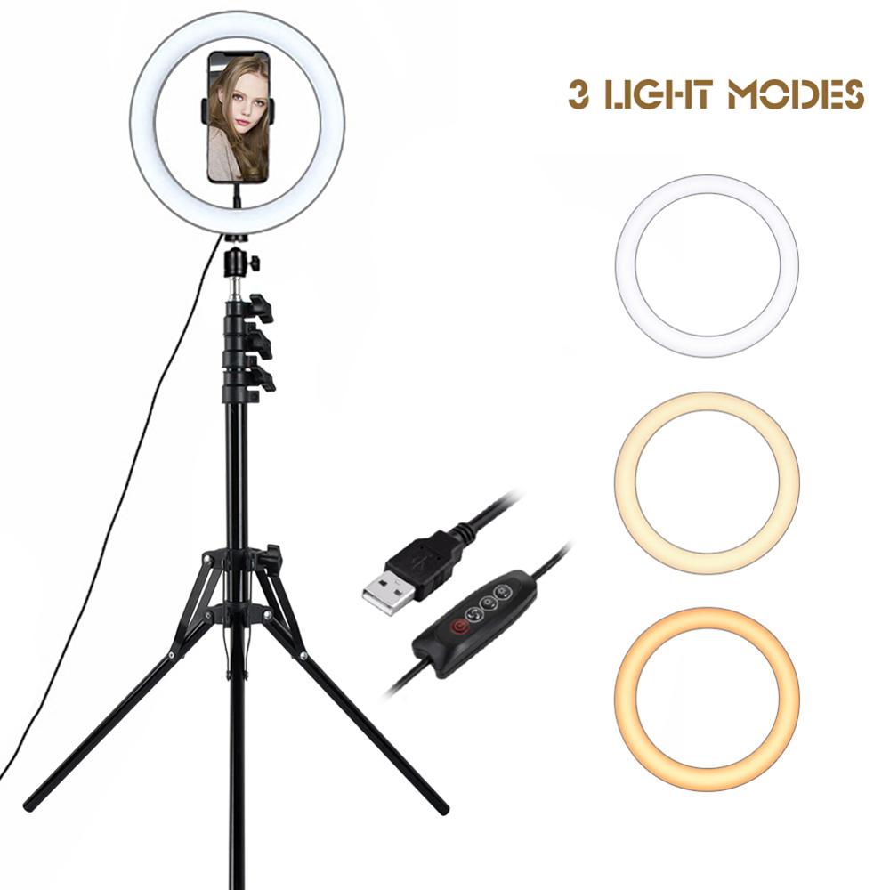 16/26 centimetri Selfie Anello di Luce e Treppiede 6/10 pollici Della Macchina Fotografica LED Ad Anello di Luce per il iPhone treppiede Supporto Del Telefono per il Video Fotografia