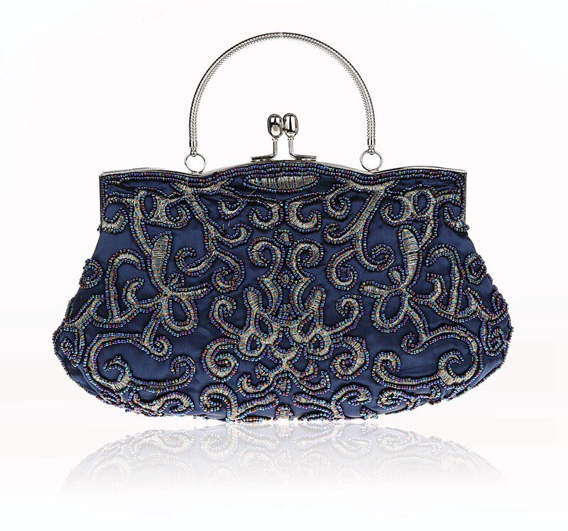 100% Hand made Luxe Dag Clutch Vrouwen Purse Paars keten Dame Avondtasje voor Party Bridal Wedding Zwart Bolsa Feminina: blue