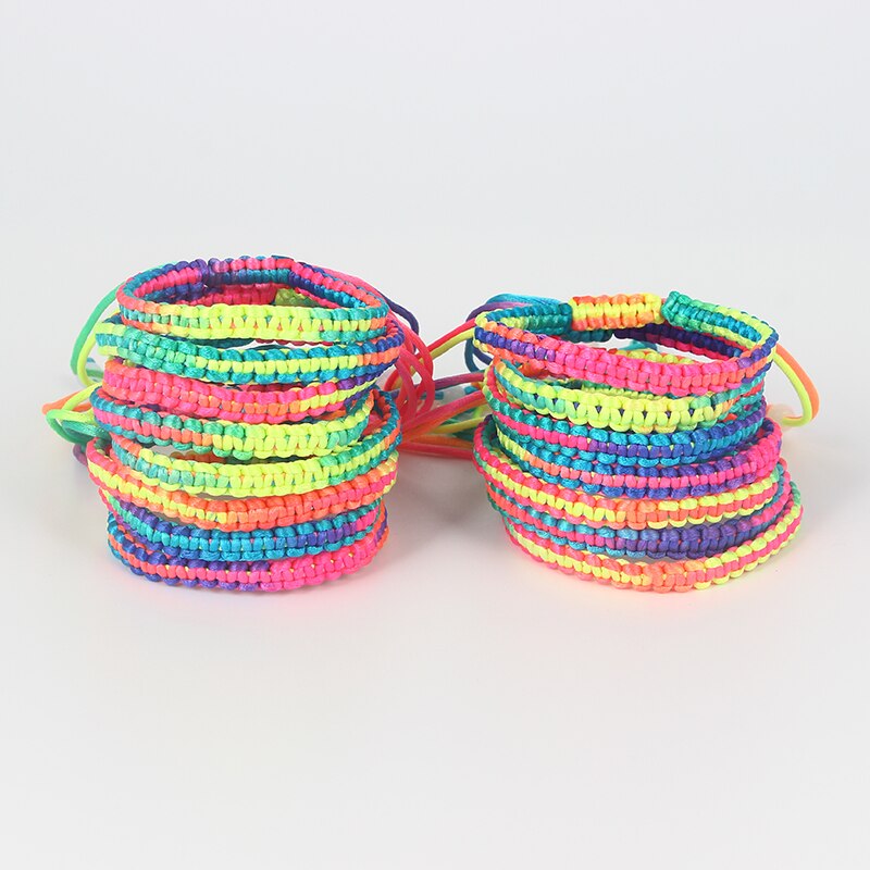 10 Stuks Rainbow Kleurrijke Braid Cord Vriendschap Armbanden Voor Meisjes Diy Handgemaakte Verstelbare Touw Armbanden