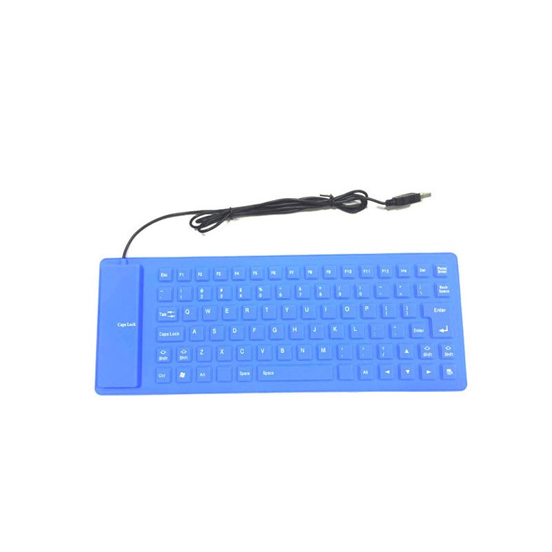 85- toetsen opvouwbaar usb mini-mute toetsenbord waterdicht siliconen draagbaar bedraad engels toetsenbord voor laptop pc buiten kantoorwerk: Blauw