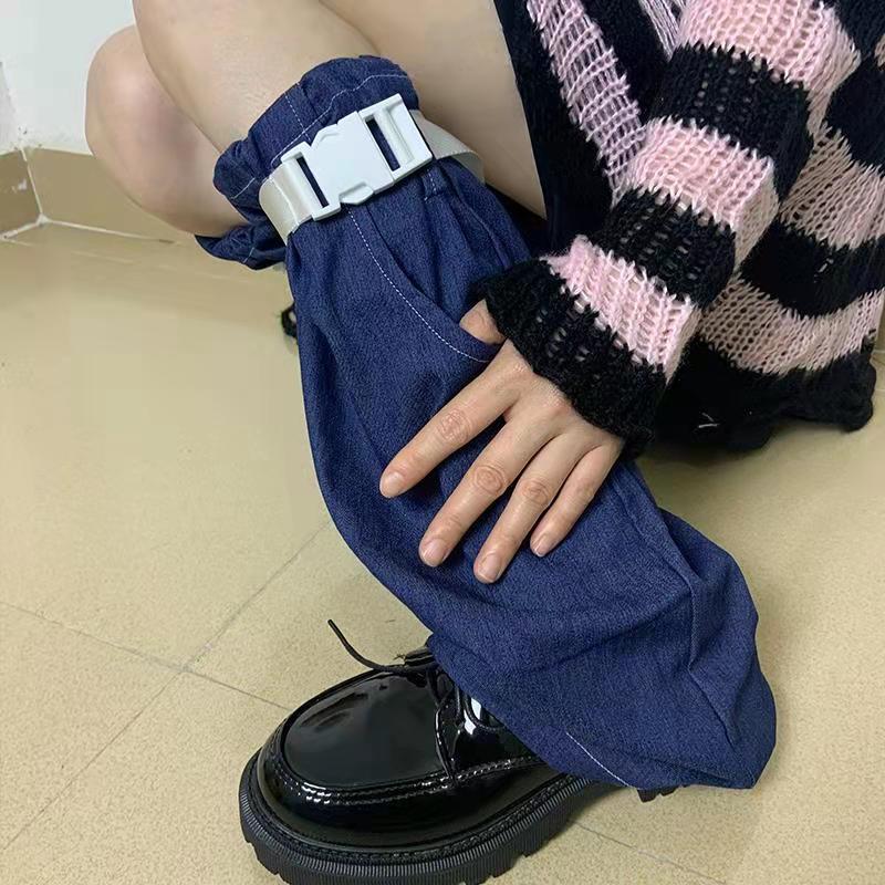 Jambière en Denim pour femmes, Punk, Hipster Cool, Rock Lady, gothique, Jk, poche réglable, ceinture en plastique, Hip-hop bleu, 2022