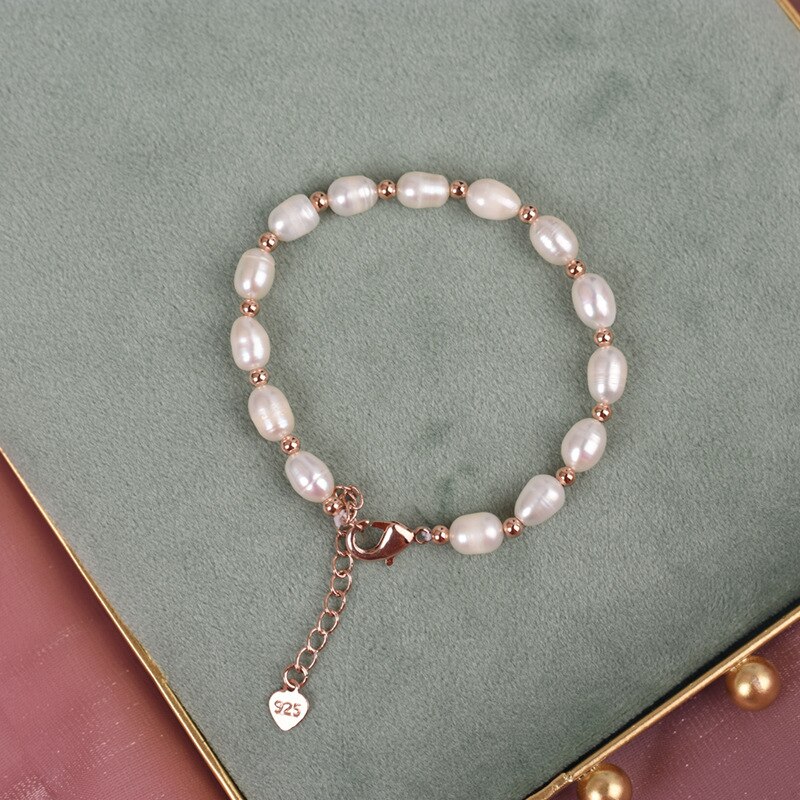 Einfache Natürliche Süßwasser Perle Armbänder für Frauen Armreifen Vertraglich Schmuck: Weiß