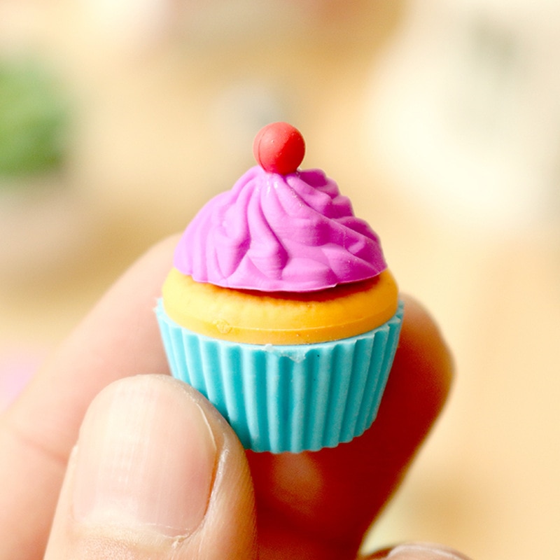 6 stk/sett kawaii kake viskelær blyant gummikake desseert viskelærsett for barn nyhet skrivesaker søtt sett