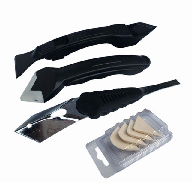 Multifuntion Silicone Remover Caulk Finisher Sealant Smooth Scraper Grout Kit Hand Tools Plastic Sealant Trowel: A