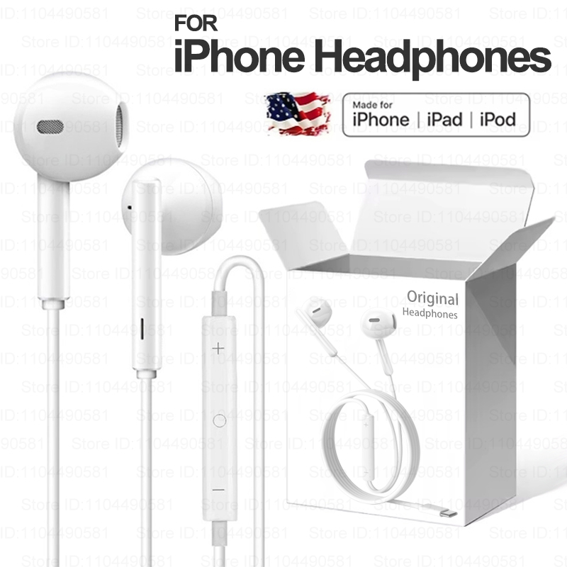 Original Kopfhörer für Apfel iPhone 6 6S 7 8 Plus 14 13 12 11 Profi Max X XS XR in-Ohr-Kopfhörer Kabelgebundenes Headset Telefonzubehör