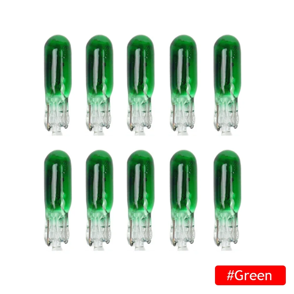 Ampoule Led W2W T5 12V 1.2W, 10 pièces, lampe d'instrument, lumière intérieure de voiture, lampe halogène, lumières d'instruments pour tableau de bord: green