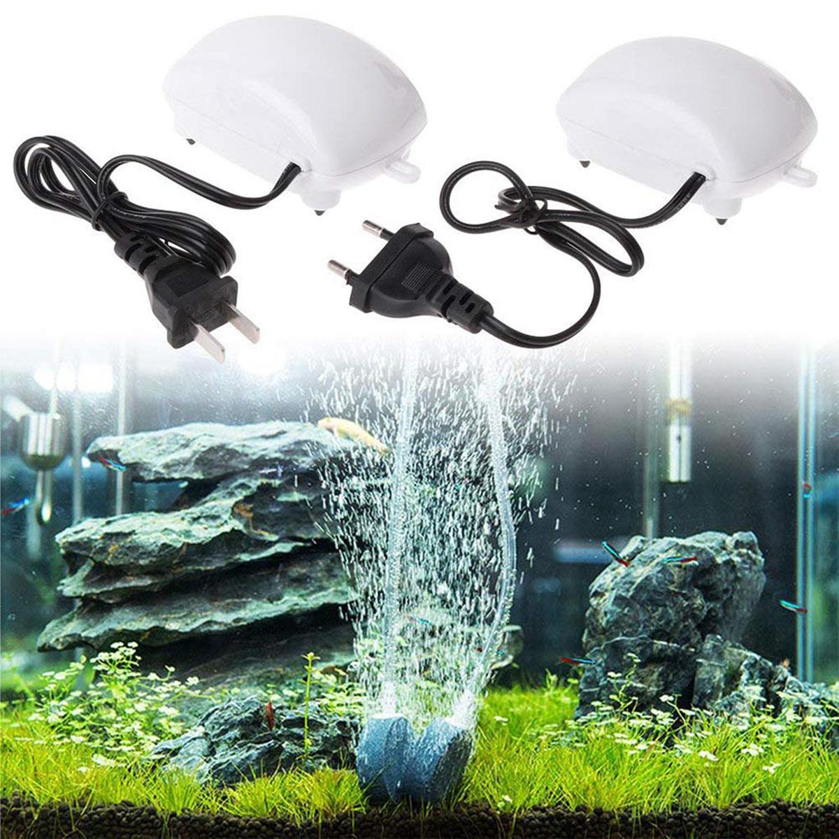 220V Eu Plug 2.5W Low Noise Aquarium Luchtpomp Thuis Aquarium Luchtpomp Tool Zuurstof Pomp