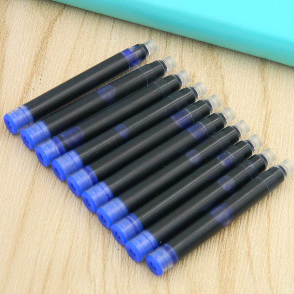 Tinta de pluma estilográfica, recambio estándar rojo, azul o negro de 2,6 MM, papelería de , suministros escolares de oficina y escritura, 10 Uds.