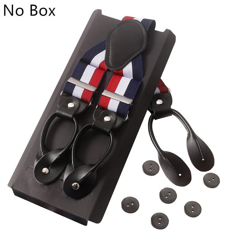 Vintage 3.5 Cm Wide Black Leather Suspenders Men Leather Button Suspenders Pant Braces Male Wedding Unisex Wear