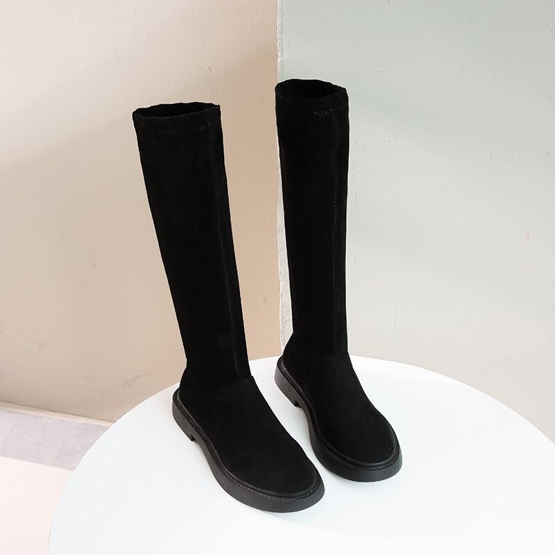 Bottes d'hiver extensibles à genoux pour femmes, bottes longues de créateur, chaussettes de créateur, collection