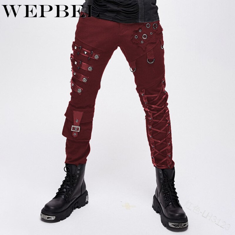 Wepbel kvinder punk pencil bukser kvinder bukser gotisk tøj med metal dekoration rock lynlås bukser