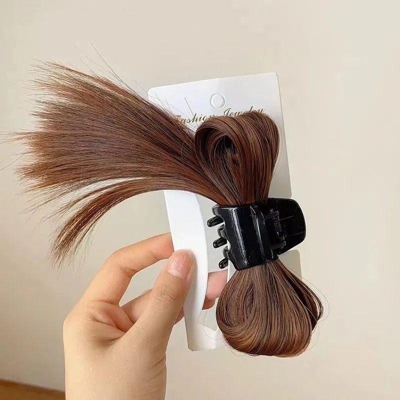 Pince à cheveux en forme de plume élégante pour perruque, pince à queue de cheval, fille, Woemn Sweet Y2K: GRIS