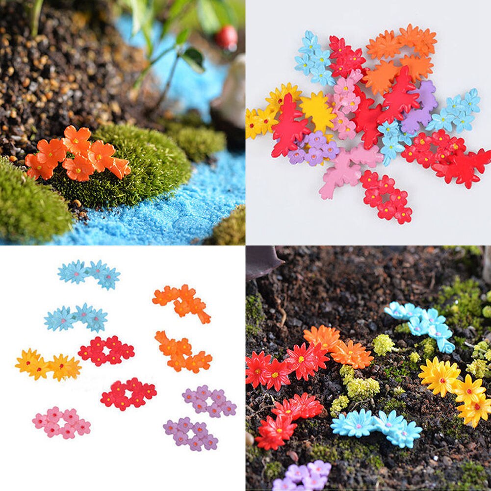 2Pcs Miniature Garden cute Moss Flower Fairy Garden Micro Landscape Resin Decor Craft Home fairy garden supplies