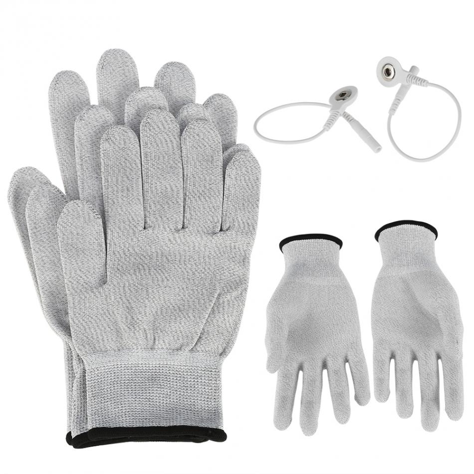 1 par massage elektrode handsker ledende elektrode massage terapi handsker terapi hånd massager elektroterapi ledninger