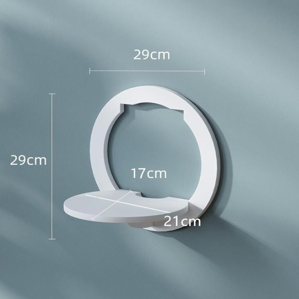 Free Punching Wall-Mounted Wall Shelf Hanger Bedroom Balcony Bedside Shelf Round Square Flower Pot Stand Decoration: A(Round shape)