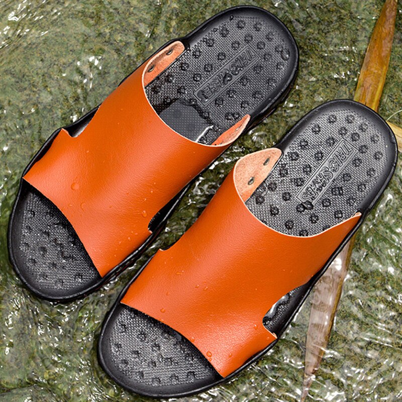Hommes été pantoufle décontractée chaussures grande taille plage plat pantoufles sandales chaussures en plein air plage tongs chaussures de plage