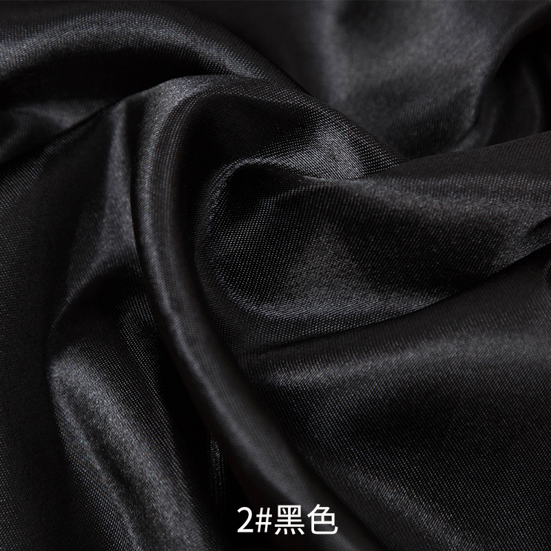26 Colors Satin Fabric By The Meters Skirt Lining Material Wedding Decoration Fabric Box Lining DIY Clothing Sewing Background: L / black