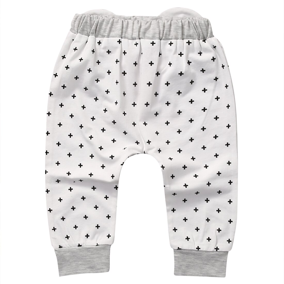 Söta 0-24m pojkar flickor rumpa tecknade djur tryckta långbyxor haremsbyxor bomull byxor outfit: Vit / 18m