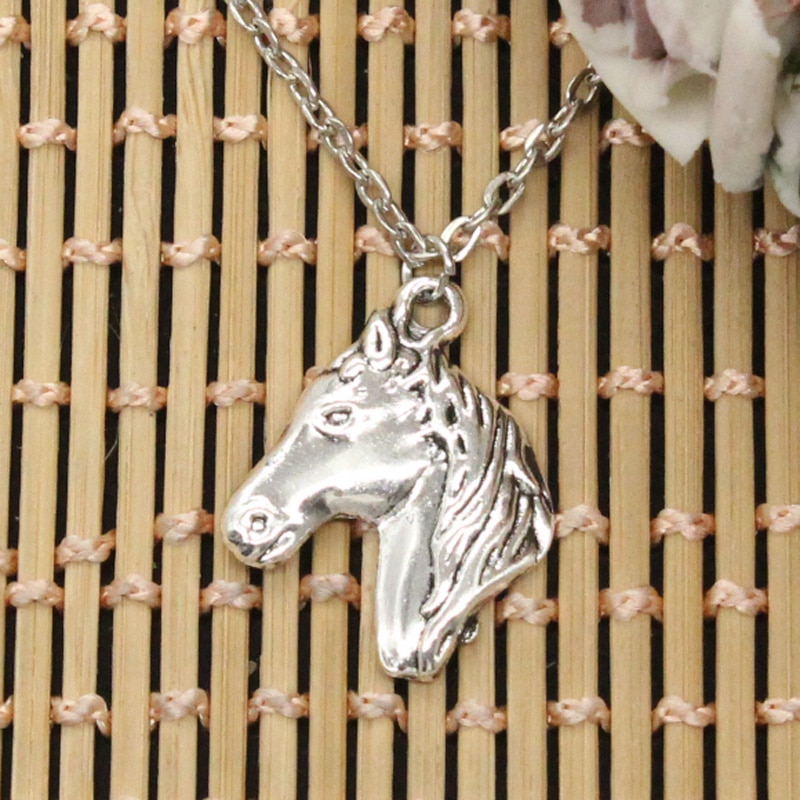 Steed Horse Head Pendants Round Cross Chain Short Long Mens Womens DIY Silver Color Necklace Jewelry