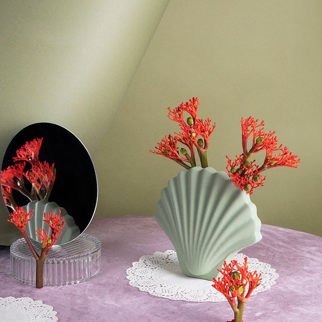 Imitation shell Ceramic vase Modern arts and crafts porcelain hydroponic vases flower pot home decoration: b