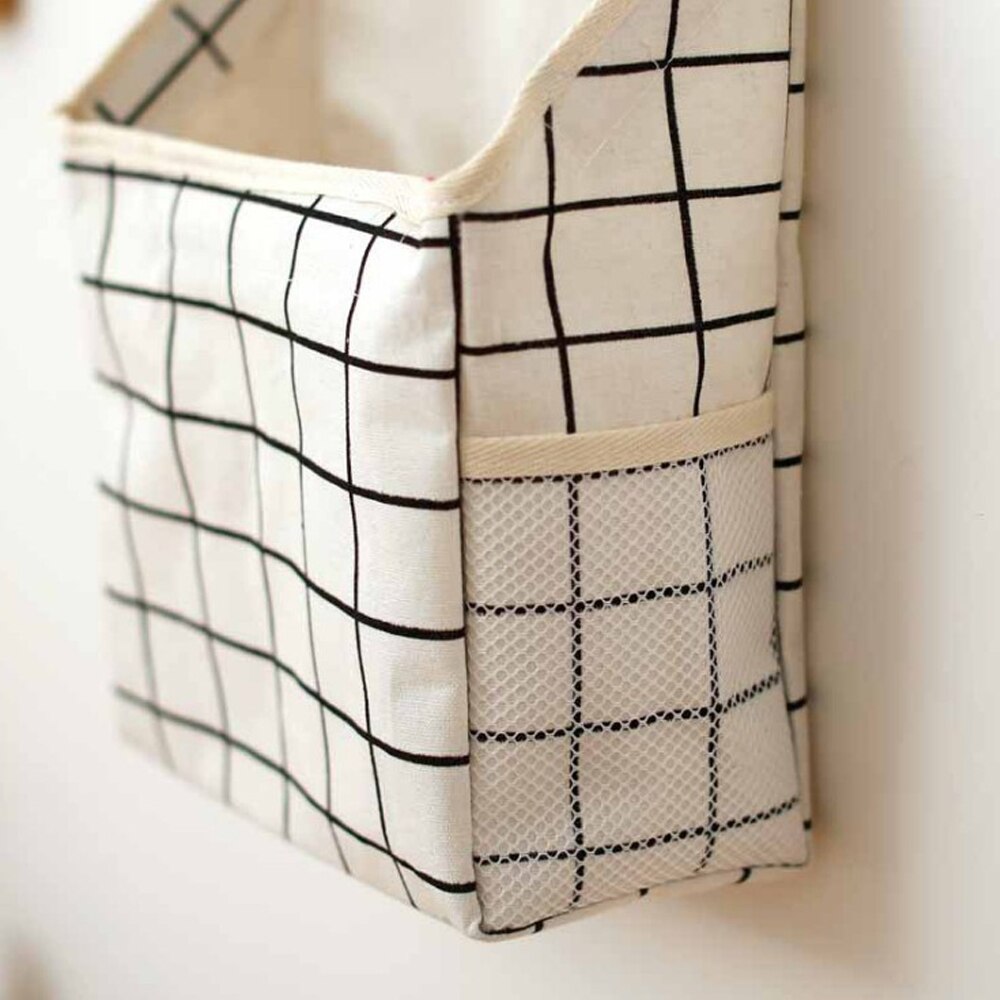 1Pc Lattice Hanging Storage Bag Bedside Storage Organizer Dorm Room Phone Book Magazine Storage Bag Holder With Hook Bed Pocket