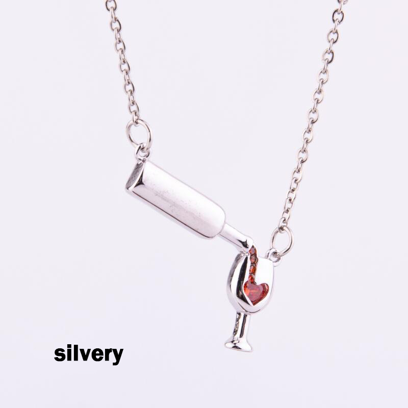 Necklace for Women Girls Wine Glass Cup Pendant Chain Neck Accessories Decor HSJ88