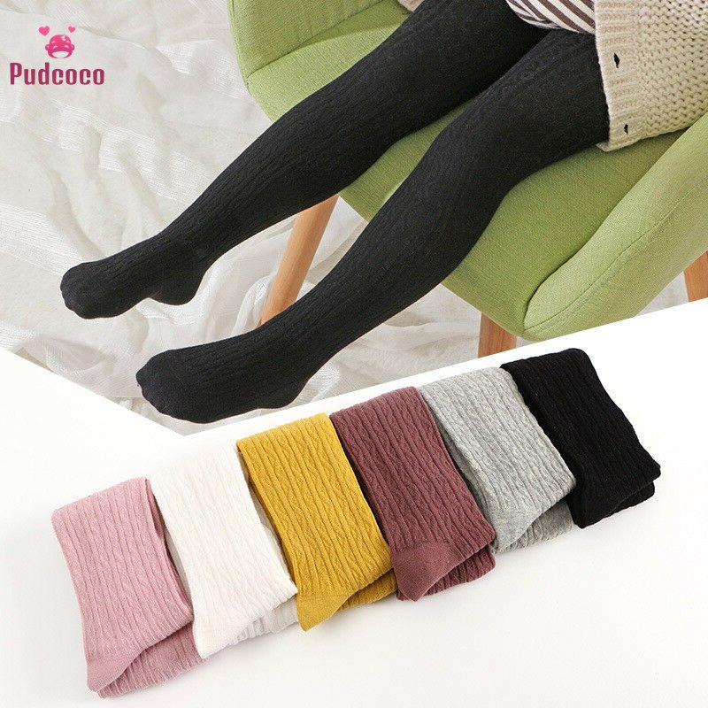 Pudcoco peuter babymeisje herfst winter warme gebreide panty's snoepkleuren dikke kousen panty broek sokken 0-6t