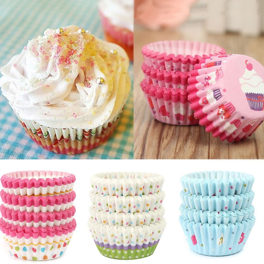 4 Stijlen 100 Stuks Cupcake Liner Bakken Cupcake Papieren Vormpjes Taartdoos Cup Eitaartjes Lade Cakevorm decoreren Gereedschappen