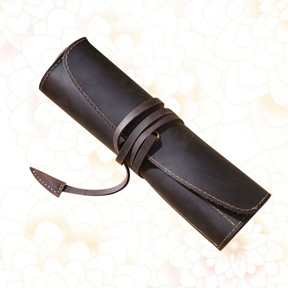Leren Pennen Etui Houder - Vintage Retro Rolmodel - Voor Rollerball, Vulpen, Balpen: Koffie