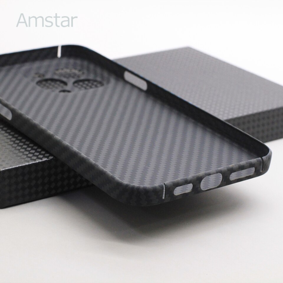 Amstar Blauw-Zwart Carbon Lens Wrap Telefoon Case Voor Iphone 13 Pro Max 13 Pro Ultra-Dunne Aramid Fiber Hard Cover