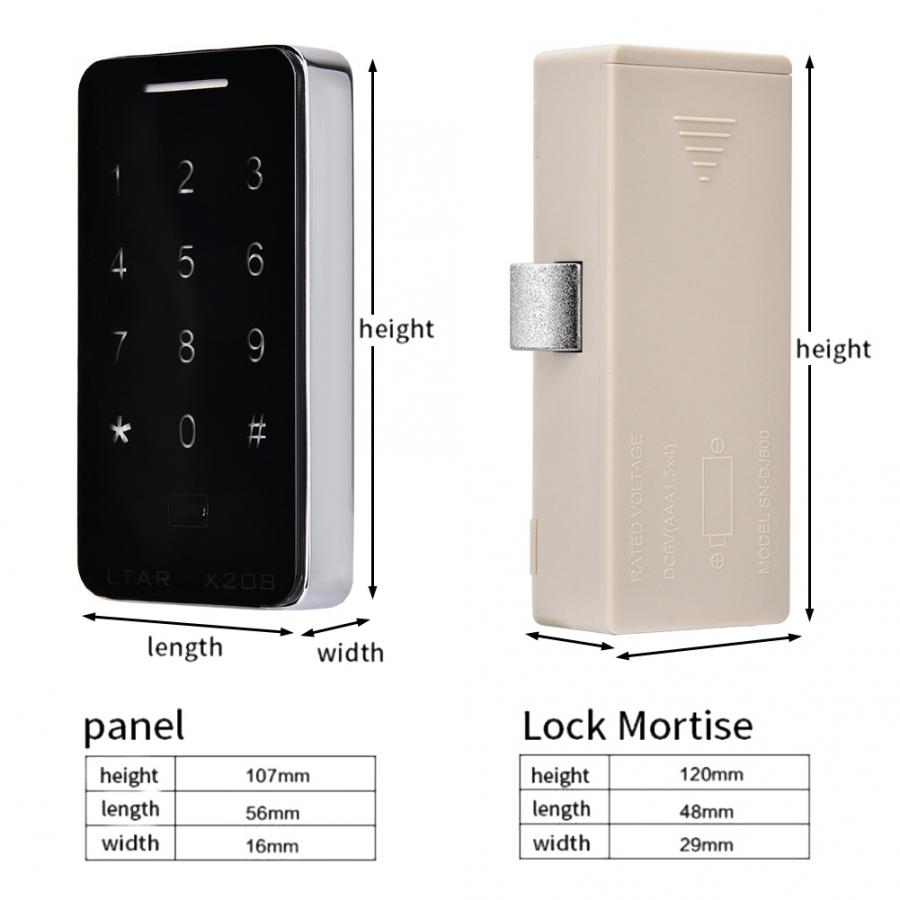 Password Cabinet Lock Electric Smart Digital Cabinet Lock Anti-theft Touch Keypad Password Card Locker Lock safe locker