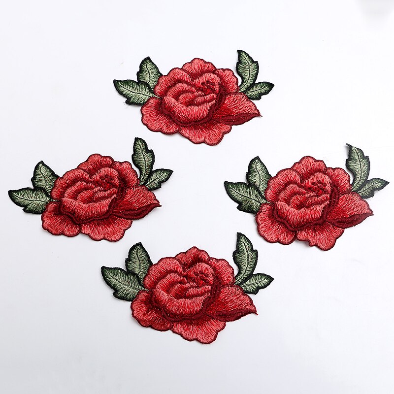 4 Stuks Diy Rozen Patches Voor Kleding Geborduurde Patch Applique Patches Naaien Accessoires Badge Stickers Voor Kleding Tas