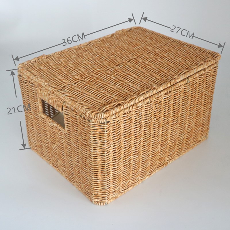 Panier Tressé En PP & Fer - 27x26x26cm, Corbeille à Fruits/Pain/Décorative Pour Maison
