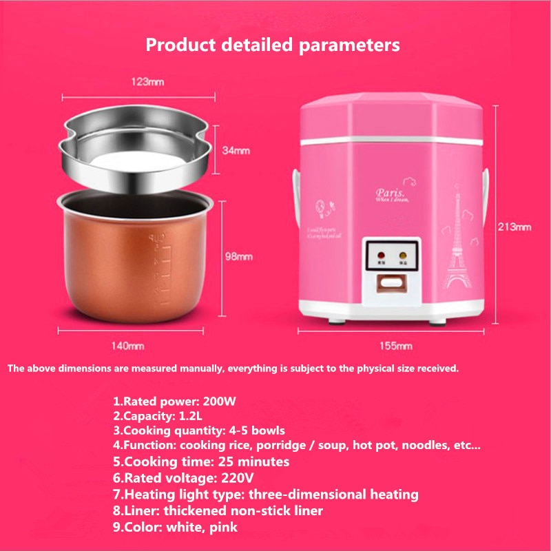 1.2l mini riskoger lille 2 lags dampkoger multifunktionsgryde elektrisk isolering komfur 1-2 personer eu us