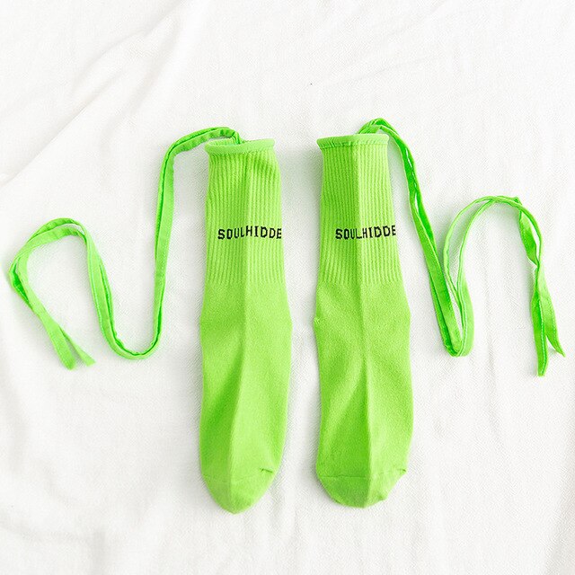 Calcetines verdes a la , calcetines de cinta para hombres y mujeres Unisex de color amarillo fluorescente estilo Hip Hop, calcetines harajuku de algodón divertidos y felices: 13