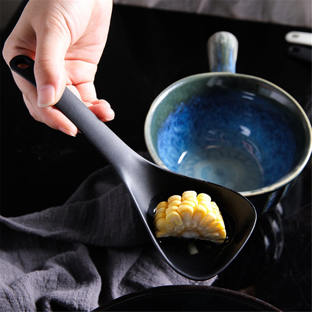 Zwart Wit Rijst Pollepel Soeplepel Plastic Non-stick Hangable Scoop Voedsel Serveren Lepels Servies Keuken Benodigdheden Koken Tool