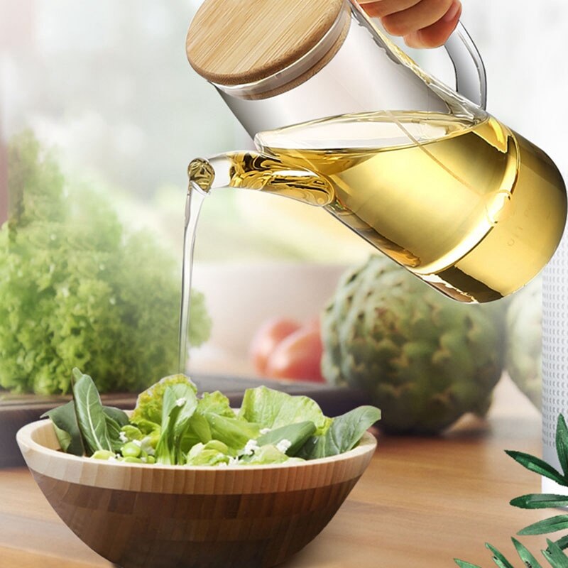 750ML LeakProof Glass Oil Can Sauce Bottle Transparent Glass Storage