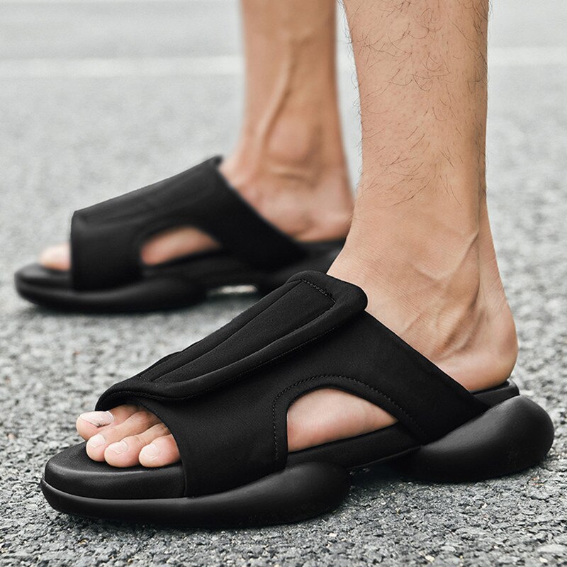 Trend Mannen Zomer Slippers Comfortabele Outdoor Slippers Heren Zachte Zool Platte Slippers Mannen Zwarte Casual Mannen Strand Schoenen