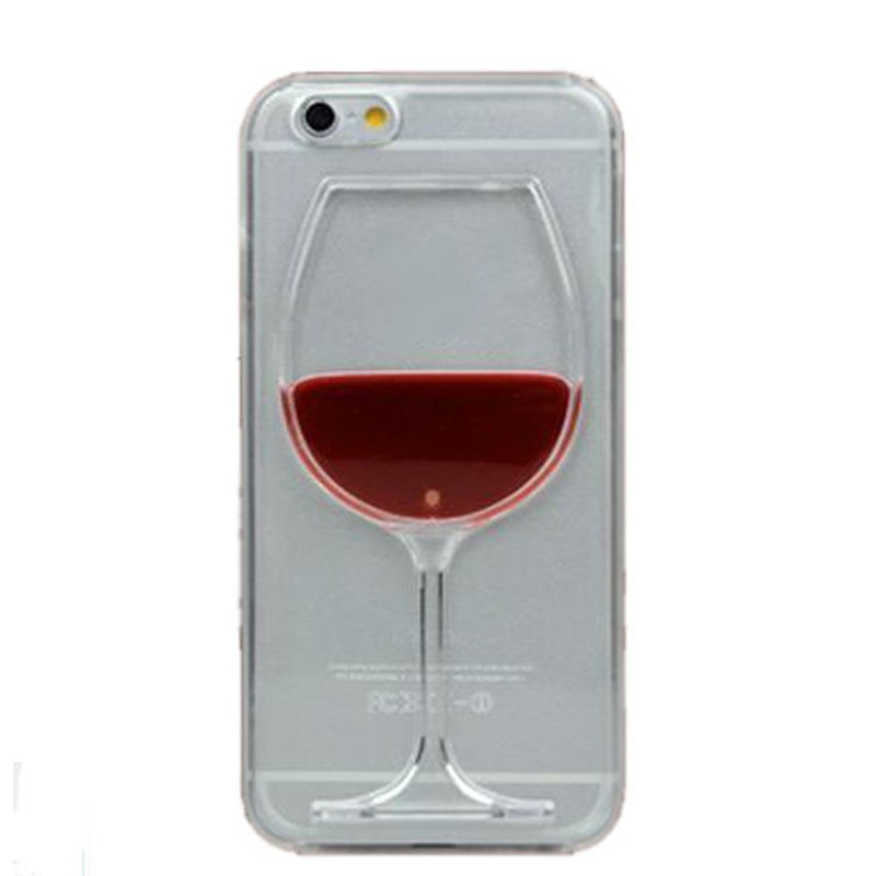 Klaring 3D Vloeibare Cocktail Fles Flow Rode Wijn Telefoon gevallen Voor iphone 6 6 Plus telefoon Cover