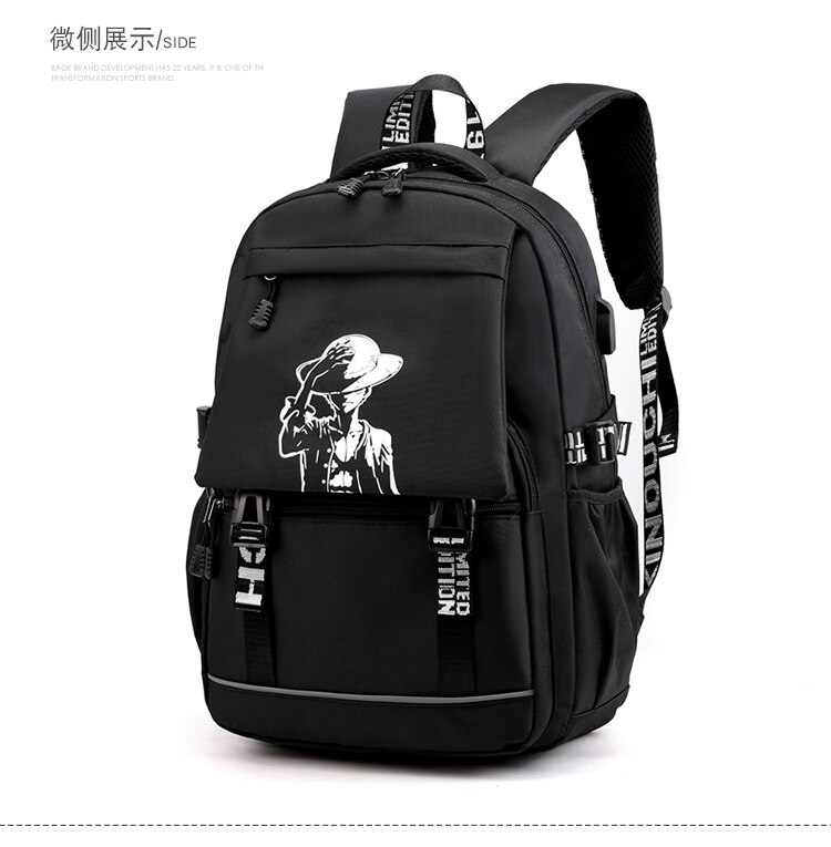men's high-capacity backpack with luminous pattern student bag charging backpack: Default Title