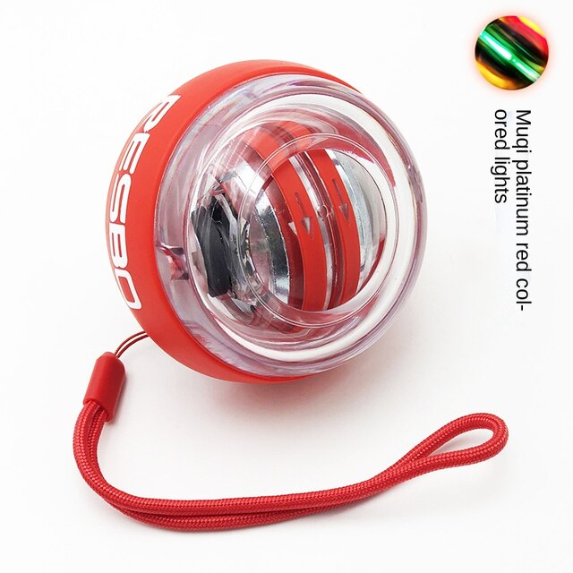 Led Gyroscopic Powerball Autostart Range Gyro Power Wrist Ball with Counter Arm Hand Muscle Force Trainer Fitness Equipment: red with light