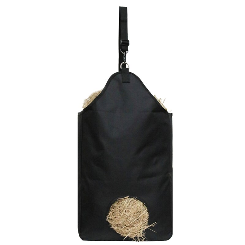 Bolsas de almacenamiento para heno al aire libre, bolsa de mano para alimentación lenta de heno para caballos, Alpacas de cabra, animales de granja: Black