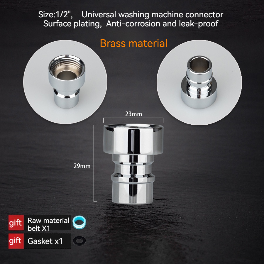 Messing 1/2 "Waschmaschine Wasserhahn Adapter, 1/2" -3/4 "Adapter: Gold