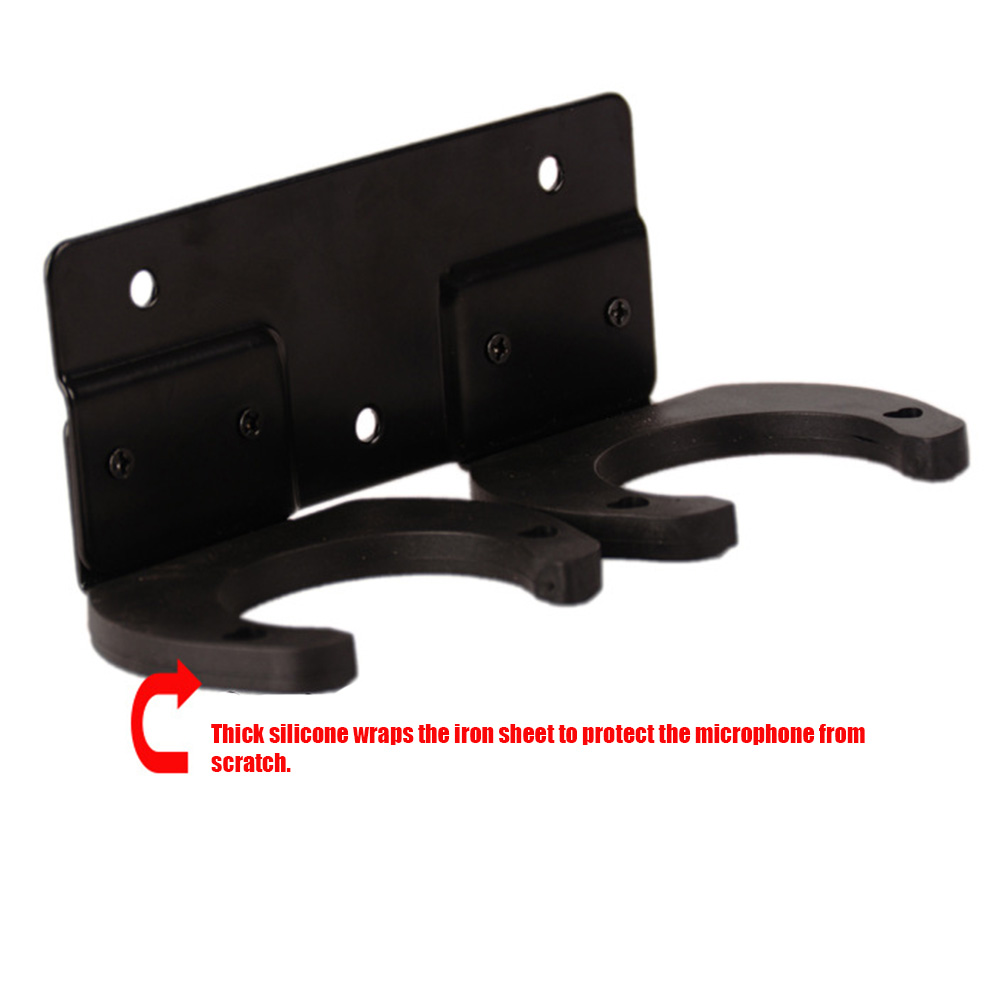 Colgador de micrófono inalámbrico, soporte para pared negro, organizador para espectáculos, accesorios para micrófonos, doble gancho con tornillos, KTV