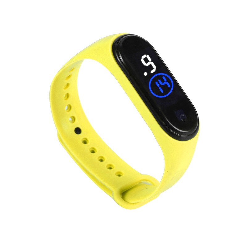 Hvidt blåt lys led sportsure børn gummirem digital børne ur til piger drenge girt relogio masculino herre relojes: Gul