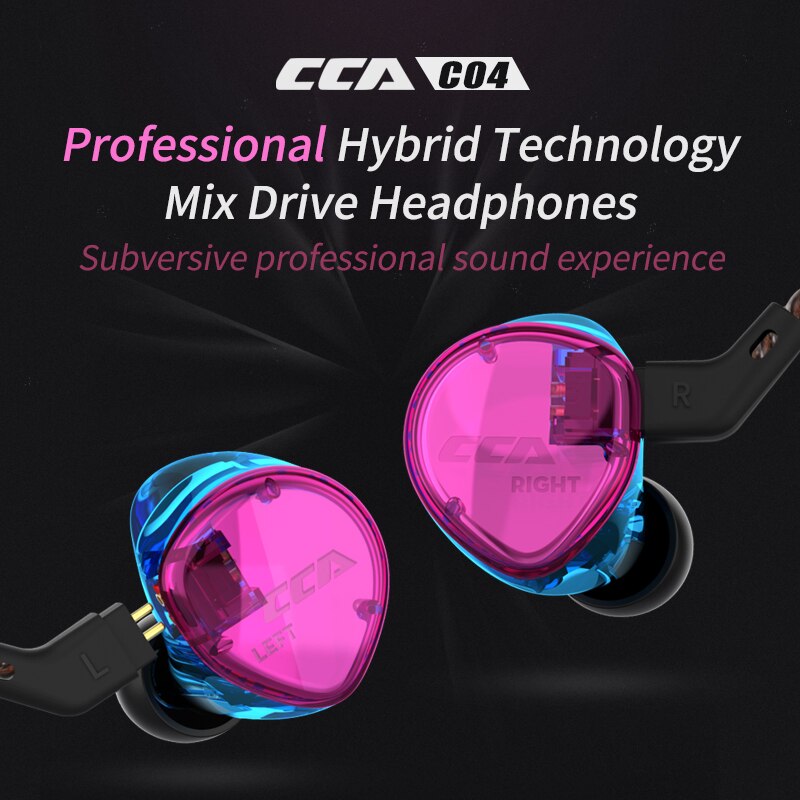 CCA C04 1BA + 1DD Anker Dual Fahrer Kopfhörer Abnehmbare Kabel In Ohr Audio Monitore Ear HiFi Musik Sport